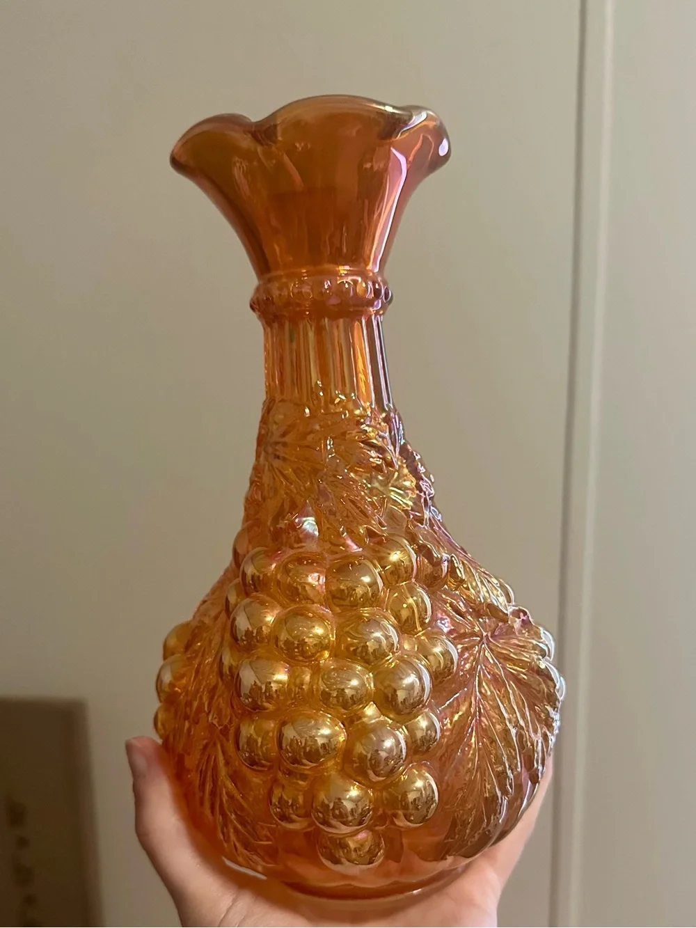 Imperial Marigold Iridescent Carnival glass Vase
